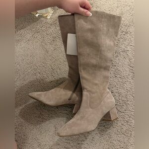 Alex Marie, the Prizelle Tall Shaft Suede Boots Tan Knee-High Boots